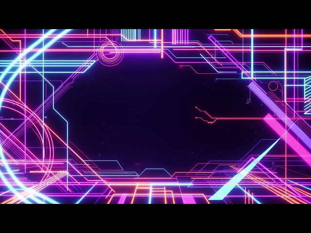 Neon Circuit Hexagon Frame Seamless Loop 4K No Copyright