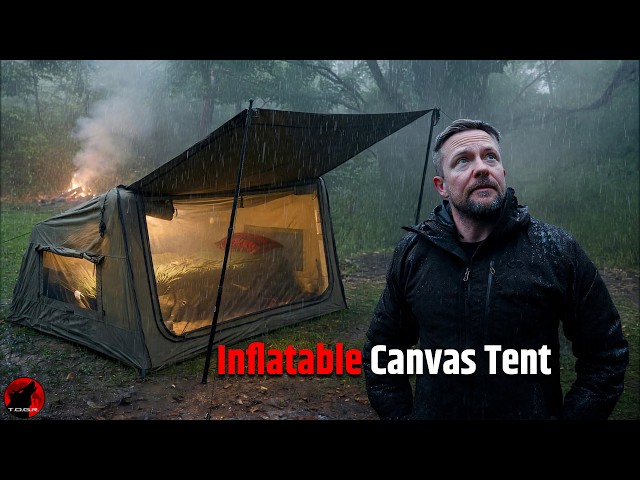 Rain Camping in a Crazy Air Tent w/ Futuristic Cooling Cot Pad
