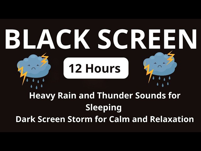 🔴 Heavy Rain and Thunder Sounds for Sleeping ☁ 11 Hours Relaxing Rainstorm Ambience ☁ Black Screen