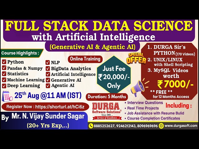 FULL STACK DATA SCIENCE with Artificial Intelligence Online Training @ DURGASOFT
