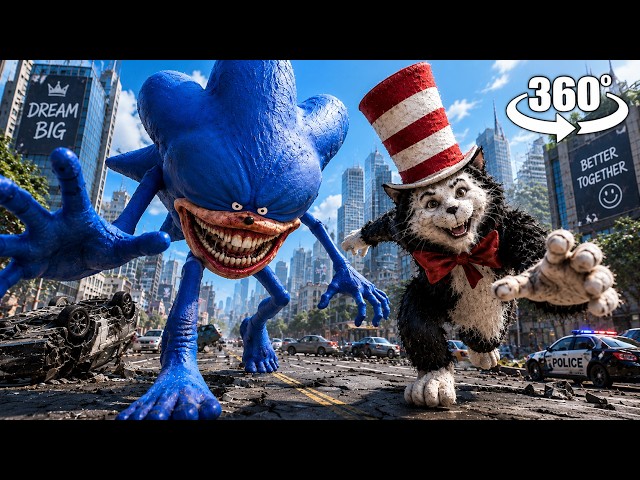 Кот в шляпе и Соник захватывают Нью-Йорк! | 360° VR Хоррор 4K