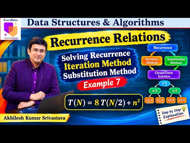 Solving Recurrence Relations Using Substitution Method | T(N) = 8T(N/2) + N^2 | Example 7 | DSA