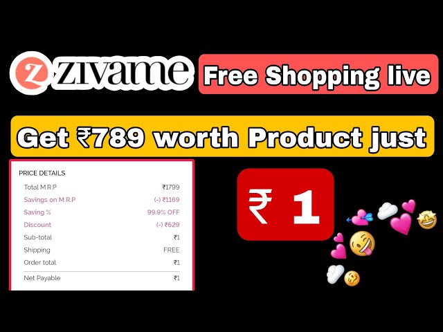 Zivame Free Shopping loot|Get free product Worth ₹789 For just ₹1 |#zivamesale #freeshopping
