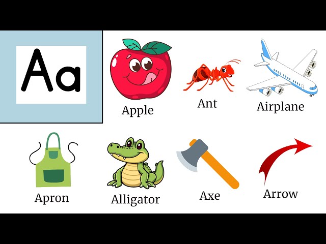 Abc flashcards for kindergarten | A For Apple |Alphabet Words A to Z | ABC Alphabet |Alphabet A to Z