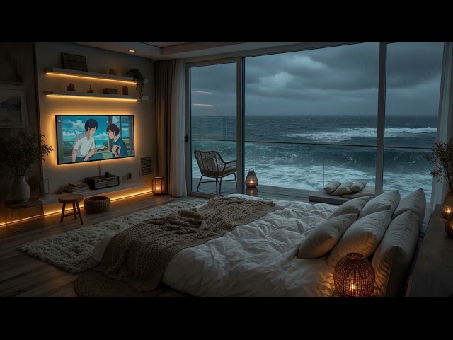 Cozy Storm Ocean Bedroom Seamless Loop 4K No Copyright