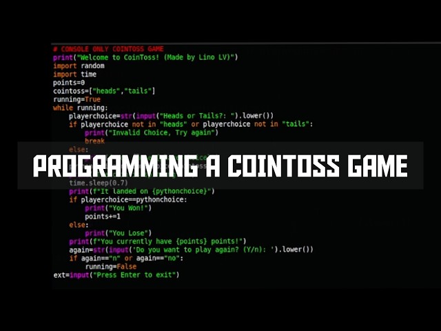 ASMR programming a CoinToss Game using Python. (Play in terminal)