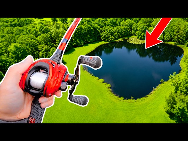 Fishing for 10lb Bass in HIDDEN Pond...
