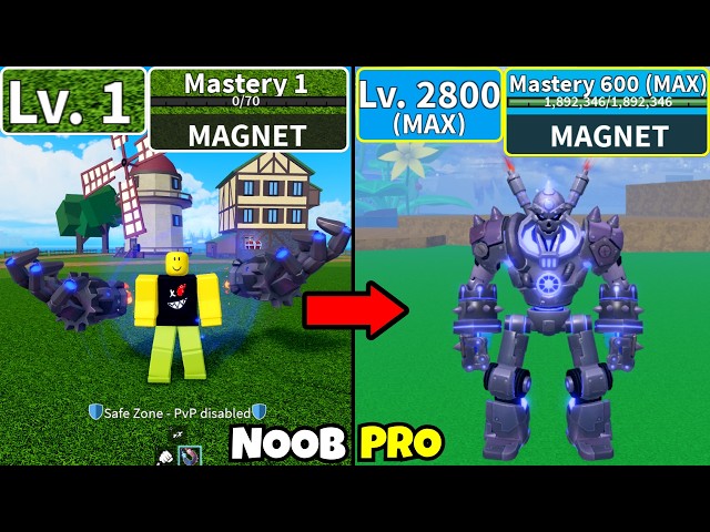 Beating Blox Fruits using Magnet! Level 0 to Max Level Noob to Pro in Blox Fruits!