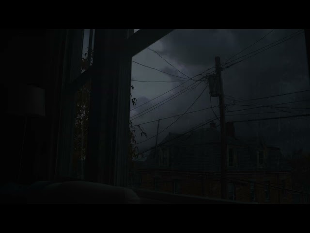 Night Rainstorm Over Quiet Town | Watching from a Small House Window | Soft Rain & Gentle Thunder