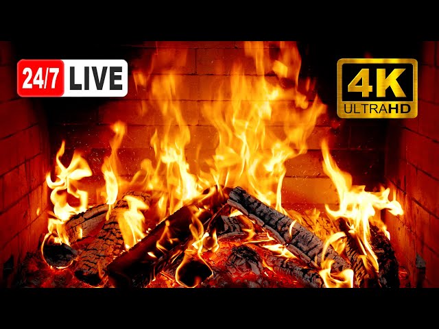 🔥 Cozy Fireplace 4K (LIVE 24/7). Fireplace with Crackling Fire Sounds. Christmas Fireplace 2026