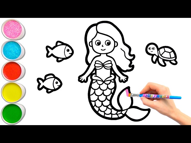🧜‍♀️🌊 Mermaid and Her Lovely Sea Friends | Mindful Drawing, Painting, Coloring for Kids #435