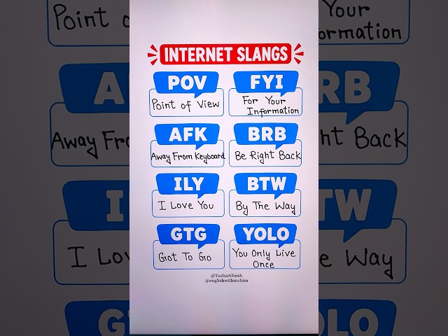 Internet Slangs 👨‍🏫 #slang #americanslang #learning #knowledge