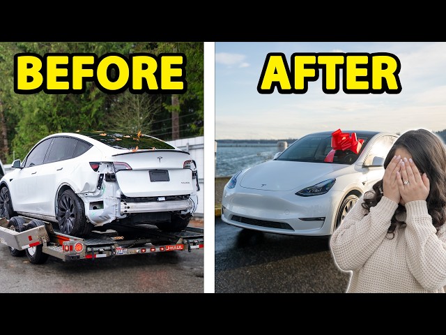 Rebuilding My Sisters Dream Tesla.. Then Surprising Her With It!