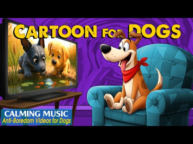 Dog Cartoon: (🔴LIVE 24/7) Relaxing Dog TV for Bored Dogs Happy Home Alone 🐶 Relaxing Music for Dogs