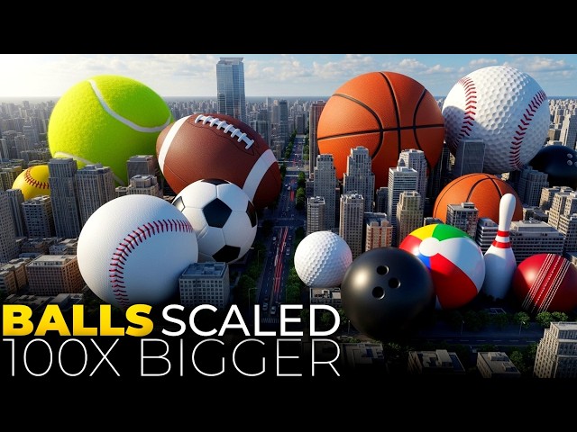 If Balls Were 100x Bigger | Insane Size Comparison in 3D