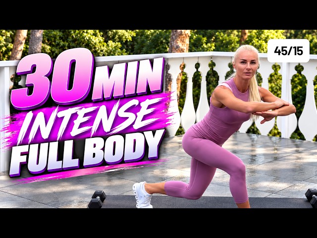 30 Min INTENSE FULL BODY Workout with Dumbbells at Home | Strength & Sweat