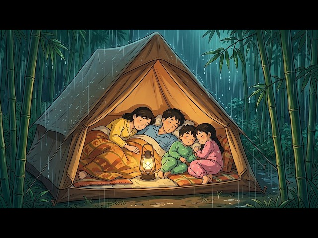 Sleeping in a Rainy Bamboo Forest 🌧️⛺ Cozy Night Sounds | Ghibli-Style ASMR
