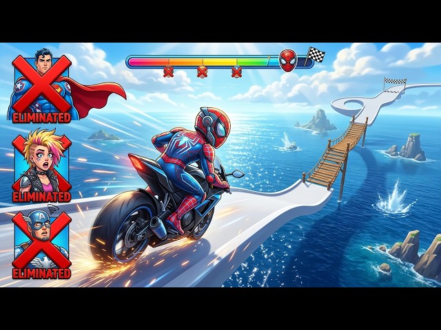Which Superhero Pass This Extreme Water Ramp Race? 😱 (Spider-Man vs Cap) - Ep #14