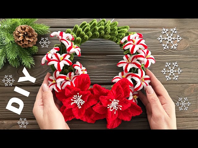 Easy Idea! Christmas wreath with Chenille Wire DIY Christmas Decoration Crafts