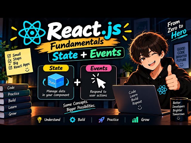 React State & Events Explained for Beginners ⚛️ | Make React Apps Interactive | React Fundamentals 