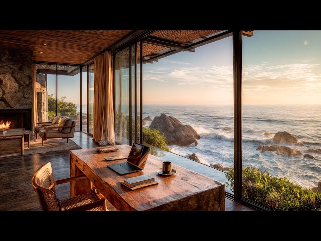 Oceanfront Workspace Ambience | Morning Sea Sounds for Focus, Study & Deep Work