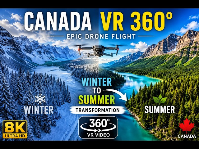 🇨🇦 VR 360° Drone Journey | Canada's Stunning Winter to Summer Transformation | Cinematic 8K #vr #360