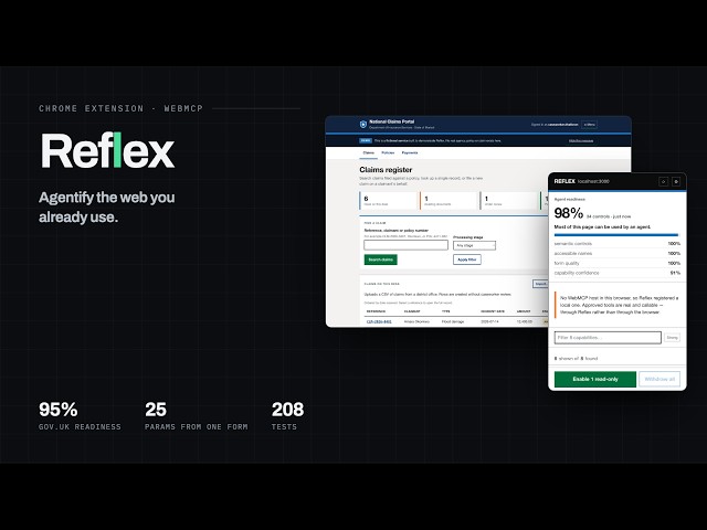 Reflex — Agentify the web you already use |  WebMCP tools from any existing website