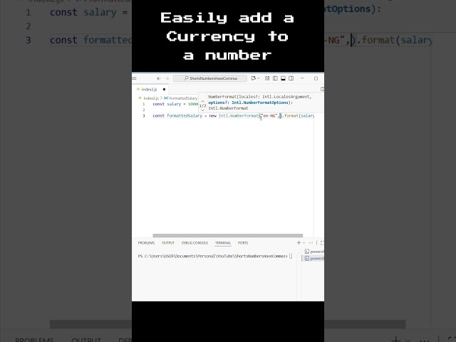 Adding Currency to a Number in One Line #javascript #programming #frontenddevelopment #currency