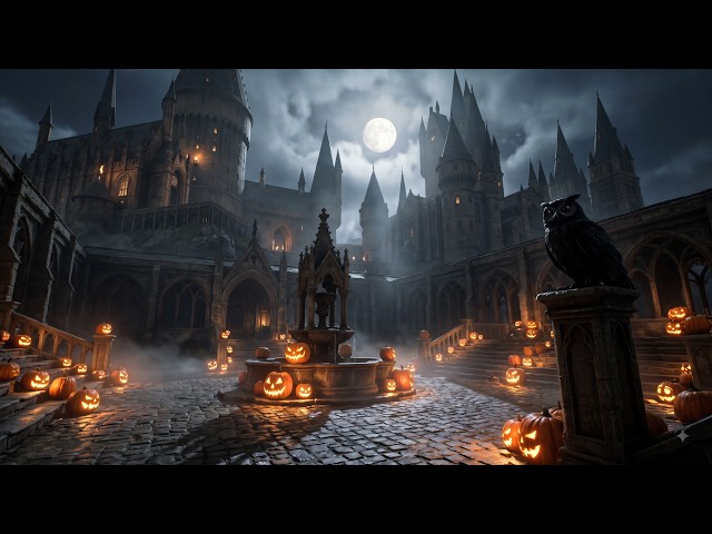 Spooky Wizarding Castle 🎃 | Halloween Ambience & Dark Fantasy Music | Seamless Loop