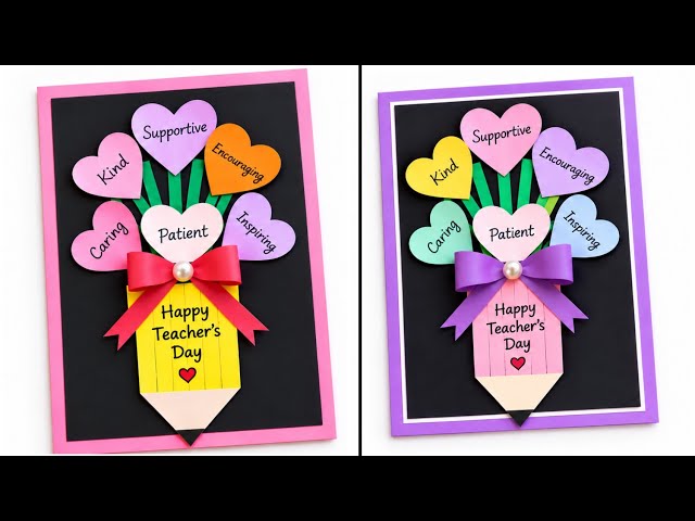 Happy Teacher's Day Card Making | World Teacher's Day Greeting Card | Easy Paper Bouquet Card Gift