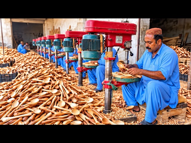 AMAZING TECHNIQUE of a Pakistani Woodworker Making a SPOON FROM WOOD -   @WoodworkingHands