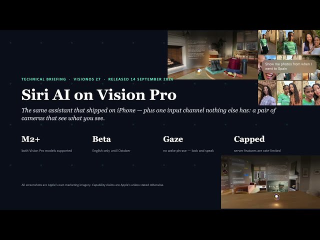 Siri AI on Apple Vision Pro:Your AI assistant.More personal & powerful with IOS 27 released on Sep14