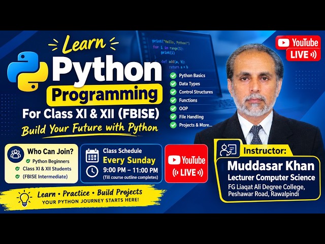 Python Programming Full Course for Class 11 & 12 | FBISE | Beginner to Advanced | NumPy & Matplotlib