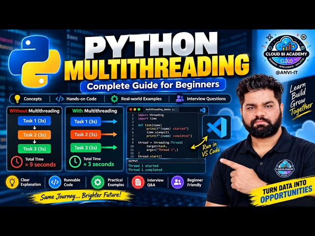 Python Multithreading Explained | Complete Beginner-to-Advanced Guide with Real Examples