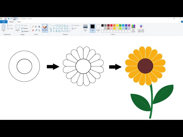 How to draw a Simple Flower in Your Computer using Ms Paint | Simple Flower Drawing.