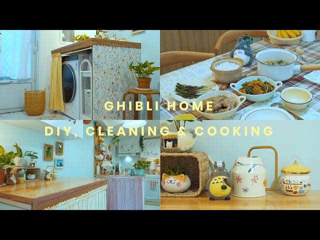DIY Ghibli Laundry Area Makeover 🧺 | Cleaning, Organizing & Cooking at Home 🏡