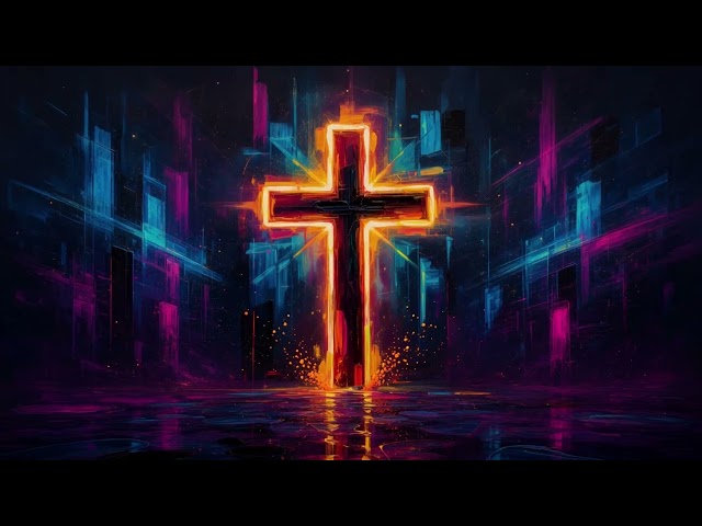 Glowing Cross Neon Light Seamless Loop 4K No Copyright