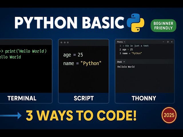 Python for Beginners! Terminal → Script → Thonny | Complete Beginner Guide 2025 #pythontutorial