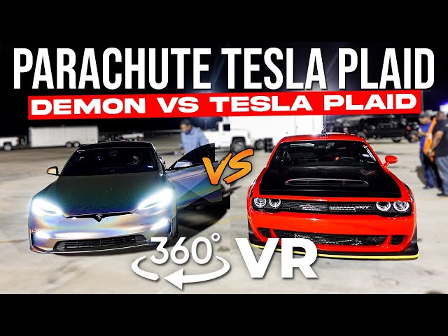 [360 VR] Tesla Model S Plaid vs Dodge Demon DRAG RACING *UNEDITED* | Demonology