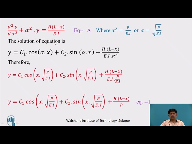 Crippling load of column when one end is fixed and other end is hinged using Euler's column theory