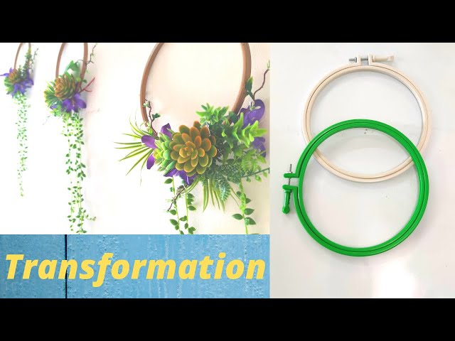 crafts using embroidery hoops || DIY Floral hoop wreath