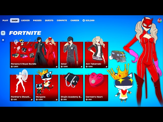 NEW Persona 5 Fortnite FULL BUNDLE Showcase (Panther, Joker, Morgana, Mona Car)