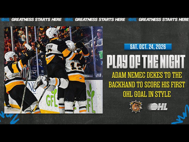 OHL Play of the Night: Adam Nemec dekes to the backhand to score his first career goal in style