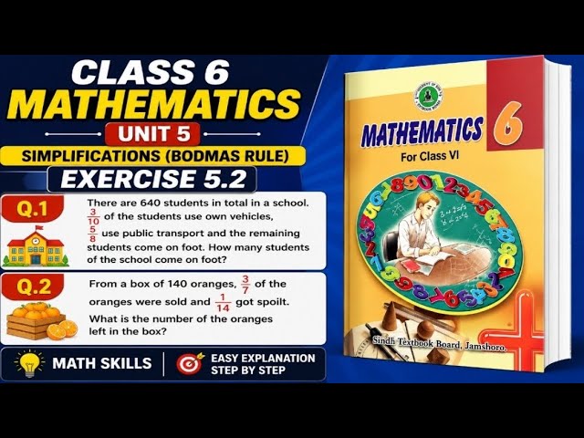 Class 6 Maths Unit 5 Exercise 5.2 Q.1 & Q.2 | Word Problems on Fractions | Math Skills