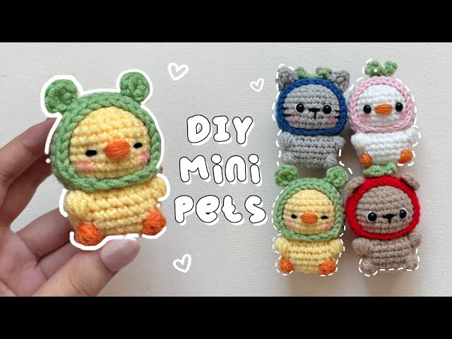 ♡ Crochet Mini Animals with Hats Tutorial| Beginner friendly| Low-Sew Pattern ♡
