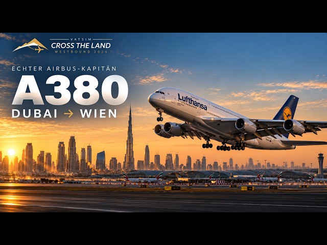 ECHTER AIRBUS-KAPITÄN fliegt A380! ✈️ Dubai → Wien | VATSIM Cross the Land