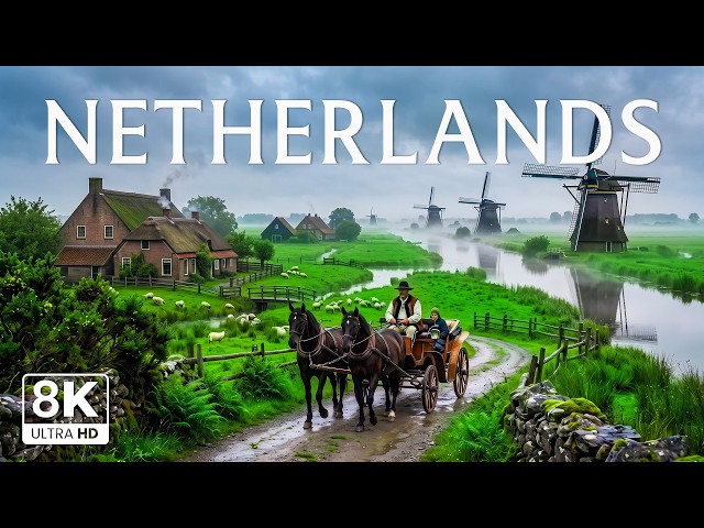 NETHERLANDS 8K 🇳🇱 | A World of Tulips & Windmills – Amsterdam, Giethoorn & Dutch Countryside