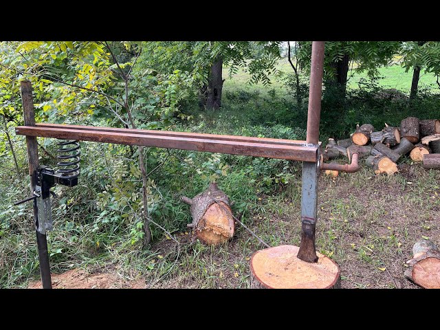 Homemade Wood Splitter- Manual Spring Assist- DIY