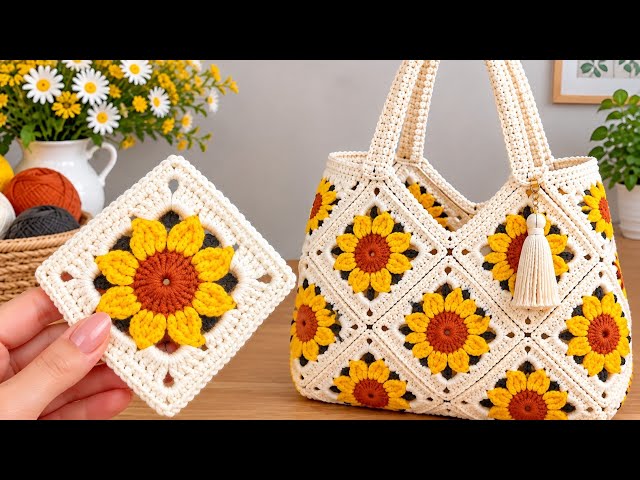 Crochet Flower Motif Bag Tutorial 🌻 | Elegant & Stylish Crochet Bag