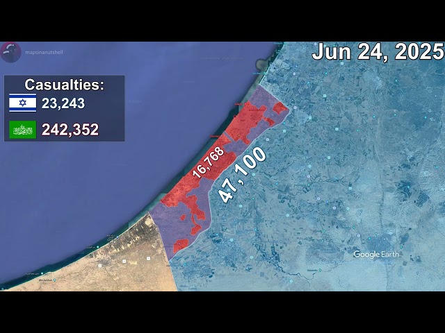 Israel-Hamas War: Every Day to August 2026 Mapped using Google Earth